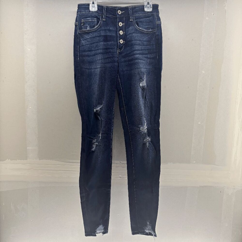 KANCAN Los Angeles Button Fly Skinny Jeans KC6192D Distressed Stretch Size W5/27